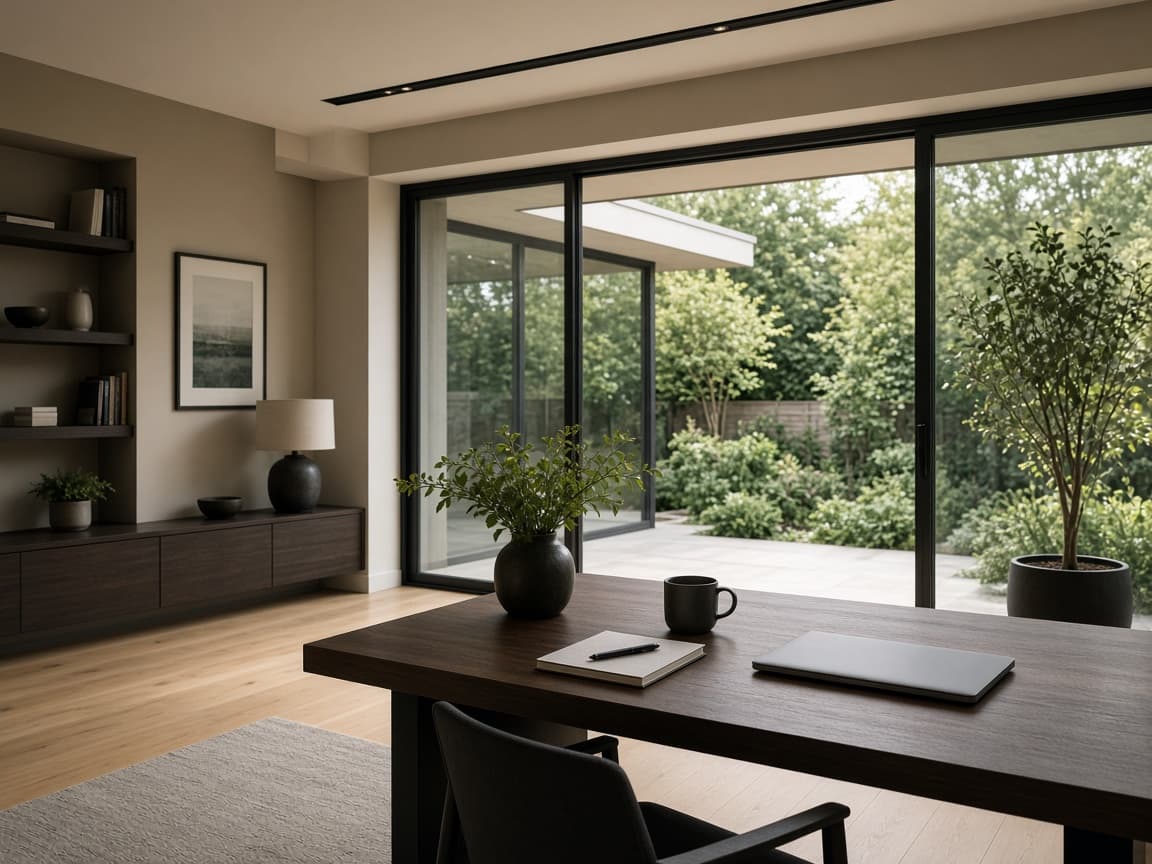 Home office overlooking a garden extension