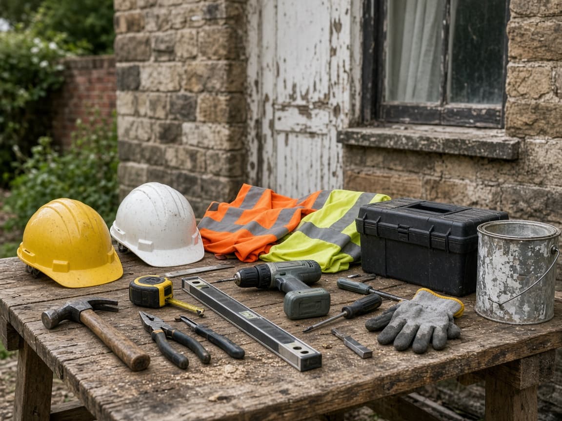 Trade tools ready for a British renovation
