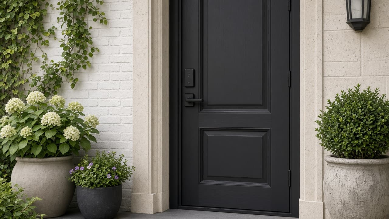 Secure front door of an English home