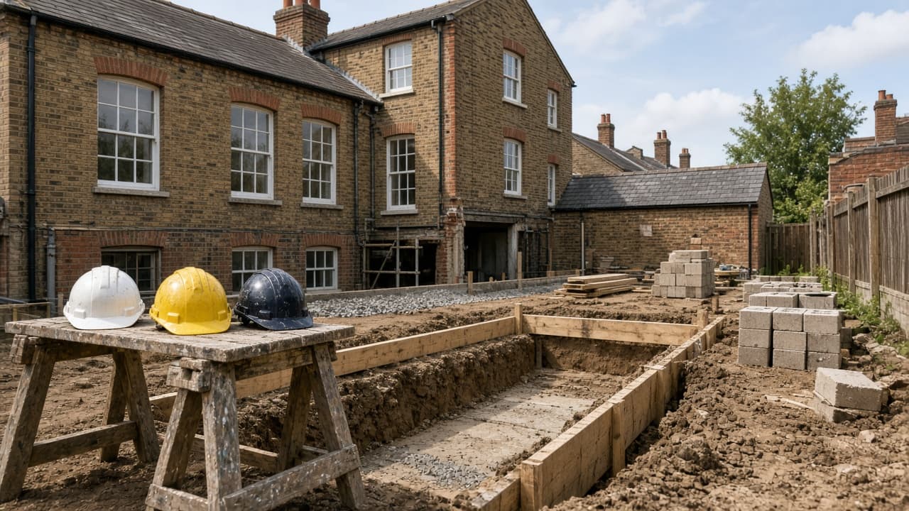 Organised British extension building site